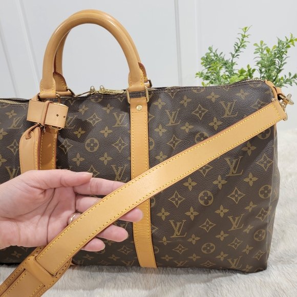 BEAUTIFUL💕 LOUIS VUITTON Keepall 50 Bandouliere w/ Strap Travel Bag Monogram - Picture 9 of 16